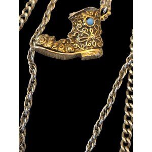 Vintage Goldette Victorian Revival Triple Strand Boot Necklace